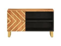 vidaXL TV-Schrank Braun und Schwarz 80x31,5x46 cm Massivholz Mango* Wohnwände