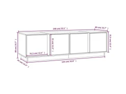 vidaXL TV-Schrank Grau 140x40x40 cm Massivholz Kiefür* Wohnwände
