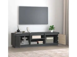 vidaXL TV-Schrank Grau 140x35x40 cm Massivholz Kiefür