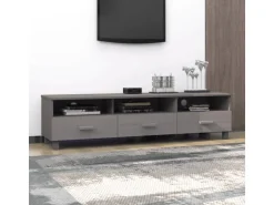 vidaXL TV-Schrank HAMAR Hellgrau 158x40x40 cm Massivholz Kiefür