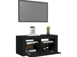 vidaXL TV-Schrank mit LED-Beleuchtung Schwarz 90x35x40 cm