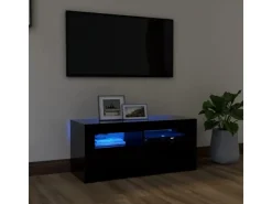 vidaXL TV-Schrank mit LED-Beleuchtung Schwarz 90x35x40 cm
