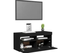 vidaXL TV-Schrank mit LED-Leuchten Schwarz 90x35x40 cm