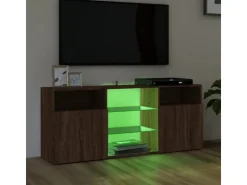 vidaXL TV-Schrank mit LED-Leuchten Braun Eichen-Optik 120x30x50 cm* Wohnwände