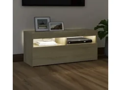 vidaXL TV-Schrank mit LED-Leuchten Sonoma-Eiche 90x35x40 cm