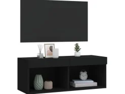 vidaXL TV-Schrank mit LED-Leuchten Schwarz 80x30x30 cm* Wohnwände