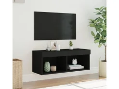 vidaXL TV-Schrank mit LED-Leuchten Schwarz 80x30x30 cm* Wohnwände