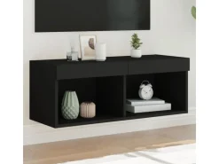 vidaXL TV-Schrank mit LED-Leuchten Schwarz 80x30x30 cm* Wohnwände