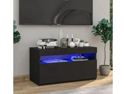 vidaXL TV-Schrank mit LED-Leuchten Schwarz 75x35x40 cm* Wohnwände|TV-Wände