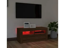 vidaXL TV-Schrank mit LED-Leuchten Braun Eichen-Optik 90x35x40 cm Modell 2* Wohnwände