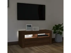 vidaXL TV-Schrank mit LED-Leuchten Braun Eichen-Optik 90x35x40 cm Modell 2* Wohnwände