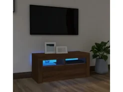 vidaXL TV-Schrank mit LED-Leuchten Braun Eichen-Optik 90x35x40 cm Modell 2* Wohnwände