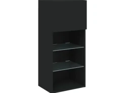 vidaXL TV-Schrank mit LED-Leuchten Schwarz 40,5x30x90 cm