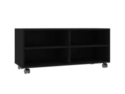 vidaXL TV-Schrank mit Rollen Schwarz 90x35x35 cm Holzwerkstoff* Wohnwände