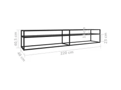 vidaXL TV-Schrank Schwarz 220x40x40,5 cm Hartglas