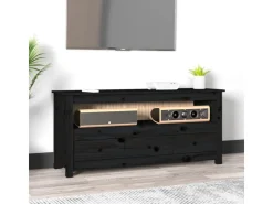 vidaXL TV-Schrank Schwarz 114x35x52 cm Massivholz Kiefür* Wohnwände|TV-Wände