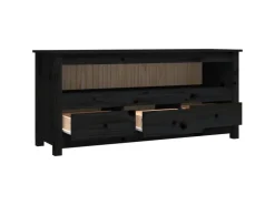 vidaXL TV-Schrank Schwarz 114x35x52 cm Massivholz Kiefür* Wohnwände|TV-Wände
