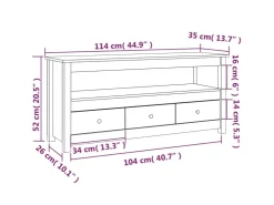 vidaXL TV-Schrank Schwarz 114x35x52 cm Massivholz Kiefür* Wohnwände|TV-Wände