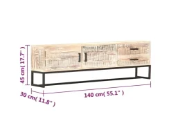 vidaXL TV-Schrank Weiß 140 × 30 × 45 cm Massivholz Akazie* TV-Wände