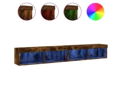 vidaXL TV-Schränke mit LED-Leuchten 2 Stk. Räuchereiche 100x30x30 cm* Wohnwände|TV-Wände