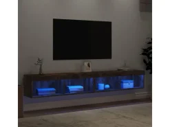 vidaXL TV-Schränke mit LED-Leuchten 2 Stk. Räuchereiche 100x30x30 cm* Wohnwände|TV-Wände