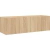 vidaXL TV-Wandschrank mit LED-Leuchten Sonoma-Eiche 100x35x31 cm* Schweberegale|TV-Wände
