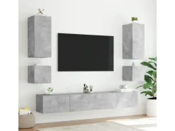 vidaXL TV-Wandschrank mit LED-Leuchten Betongrau 100x35x41 cm