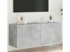 vidaXL TV-Wandschrank mit LED-Leuchten Betongrau 100x35x41 cm