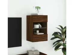 vidaXL TV-Wandschrank mit LED-Leuchten Braun Eichen-Optik 40x30x60,5cm* TV-Wände|Wohnwände
