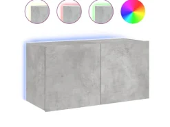 vidaXL TV-Wandschrank mit LED-Leuchten Betongrau 80x35x41 cm
