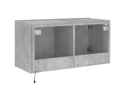 vidaXL TV-Wandschrank mit LED-Leuchten Betongrau 80x35x41 cm