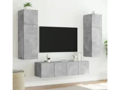 vidaXL TV-Wandschrank mit LED-Leuchten Betongrau 80x35x41 cm