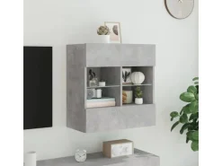 vidaXL TV-Wandschrank mit LED-Leuchten Betongrau 58,5x30x60,5 cm* Wohnwände