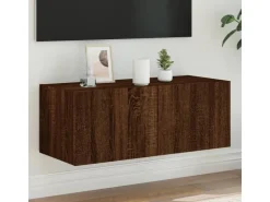 vidaXL TV-Wandschrank mit LED-Leuchten Braun Eichen-Optik 80x35x31 cm* Wohnwände