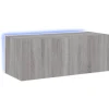 vidaXL TV-Wandschrank mit LED-Leuchten Grau Sonoma 80x35x31 cm* Wohnwände
