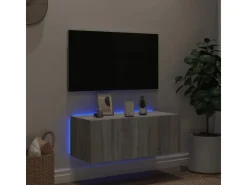 vidaXL TV-Wandschrank mit LED-Leuchten Grau Sonoma 80x35x31 cm* Wohnwände