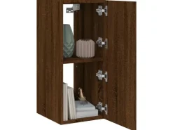 vidaXL TV-Wandschrank mit LED-Leuchten Braun Eichen-Optik 30,5x35x70cm