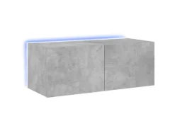 vidaXL TV-Wandschrank mit LED-Leuchten Betongrau 80x35x31 cm