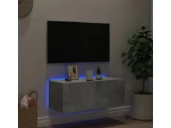 vidaXL TV-Wandschrank mit LED-Leuchten Betongrau 80x35x31 cm