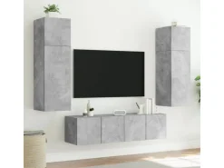 vidaXL TV-Wandschrank mit LED-Leuchten Betongrau 80x35x31 cm