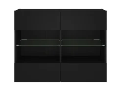 vidaXL TV-Wandschrank mit LED-Leuchten Schwarz 78,5x30x60,5 cm