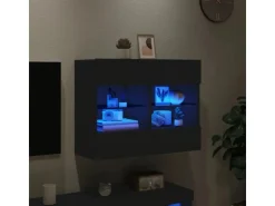 vidaXL TV-Wandschrank mit LED-Leuchten Schwarz 78,5x30x60,5 cm