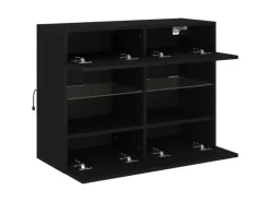 vidaXL TV-Wandschrank mit LED-Leuchten Schwarz 78,5x30x60,5 cm