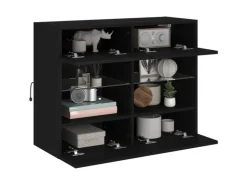 vidaXL TV-Wandschrank mit LED-Leuchten Schwarz 78,5x30x60,5 cm