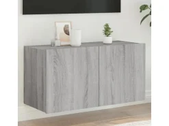 vidaXL TV-Wandschrank mit LED-Leuchten Grau Sonoma 80x35x41 cm* Wohnwände