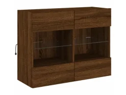 vidaXL TV-Wandschrank mit LED-Leuchten Braun Eichen-Optik 2