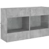 vidaXL TV-Wandschrank mit LED-Leuchten Betongrau 98,5x30x60,5 cm* Schweberegale