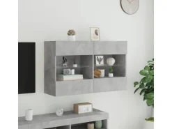 vidaXL TV-Wandschrank mit LED-Leuchten Betongrau 98,5x30x60,5 cm* Schweberegale