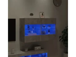 vidaXL TV-Wandschrank mit LED-Leuchten Betongrau 98,5x30x60,5 cm* Schweberegale