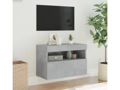 vidaXL TV-Wandschrank mit LED-Leuchten Betongrau 60x30x40 cm